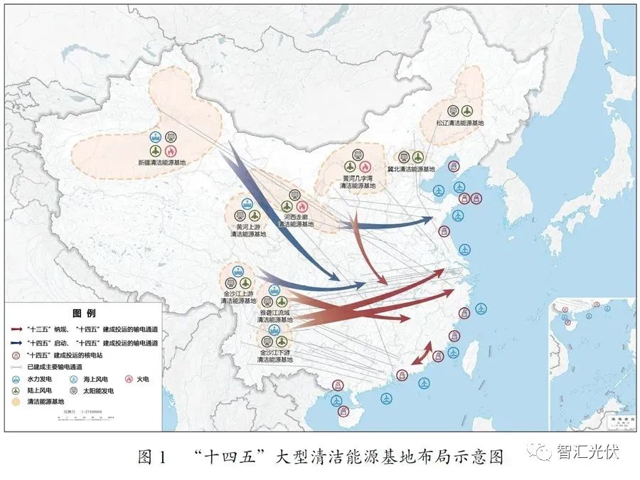 “十四五”大型清洁能源基地布局示意图